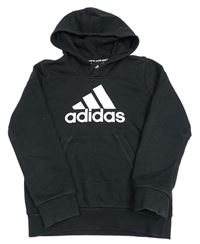 Černá mikina s logem a kapucí Adidas