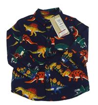 Tmavomodrá košile s barevnými dinosaury M&S