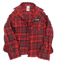 Červeno-černá kostkovaná halenka s nášivkou C&A