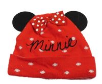 Červená vzorovaná pletená čepice s nápisem - Minnie Debenhams