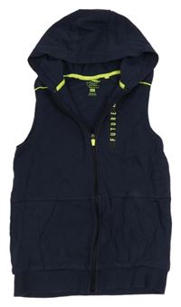 Tmavomodrá propínací tepláková vesta s nápisem a kapucí F&F