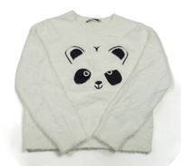 Bílý chlupatý svetr s pandou C&A