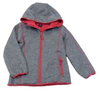 Tmavomodrá melírovaná pletená zateplená propínací mikina s kapucí Kiki&Koko