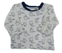 Bílo-modré sametové triko s medvědy Ergee