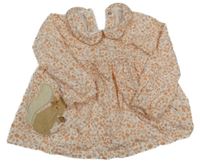 Bílo-oranžová květovaná šatová tunika s veverkou Nutmeg