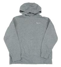 Šedá melírovaná mikina s logem a kapucí Nike