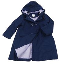 Tmavomodrý vlněný podšitý kabát s kapucí elle