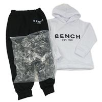 Nové - 2 set - bílá mikina s nápisem a kapucí + černé tepláky shein