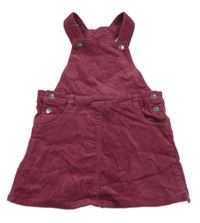 Růžové laclové manšestrové šaty s kapsami 