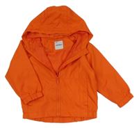 Oranžová šusťáková jarní bunda s kapucí 