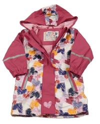 Růžovo-barevná nepromokavá jarní bunda se srdíčky a kapucí Lupilu