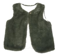 Khaki kožešinová podšitá vesta C&A