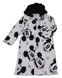 Bílo-černý chlupatý župan s Mickeym a kapucí H&M