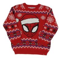 Červený vánoční vzorovaný svetr se Spidermanem Marvel