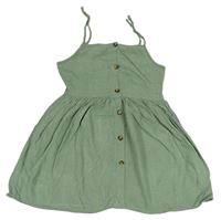 Zelené lněné šaty s knoflíky Primark