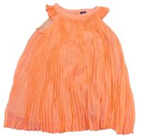 Neonově oranžové plisované šifonové šaty GAP