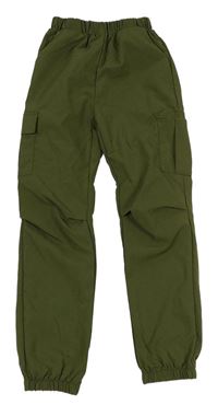 Khaki šusťákové cargo cuff kalhoty Shein