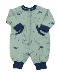 Zeleno-tmavomodrý overal s podmořským světem 
