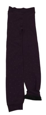 Vínové zateplené punčochové legíny s puntíky