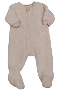 Světlerůžový plyšový overal s hvězdami Next