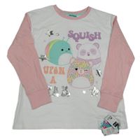 Nové - Bílo-růžové pyžamové triko - Squishmallows 