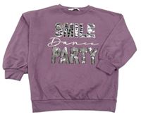 Fialová mikina s nápisem a flirty V by Very