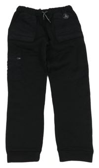 Černé thermo teplákové kalhoty s potiskem