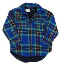 Modro-zeleno-červená kostkovaná podšitá košile Next