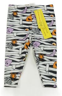 Černo-bílé legíny s pruhy a příšerkami Shein