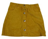 Hořčicová manšestrová sukně F&F