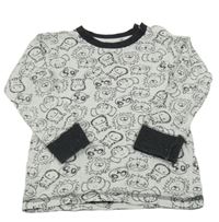 Bílo-tmavošedé pyžamové triko se zvířátky 