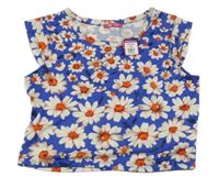 Nové - Tmavomodrý květovaný crop top Yd.