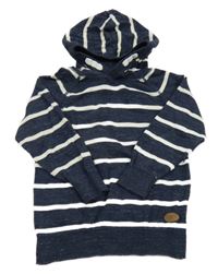 Tmavomodro-bílý pruhovaný svetr s kapucí H&M