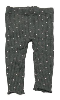 Šedé žebrované legíny se srdíčky Disney