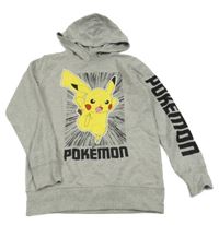 Světlešedá mikina s Pikachu a kapucí 