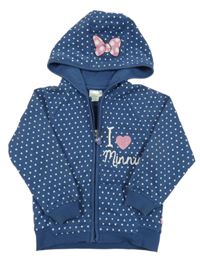 Modro-bílá puntíkatá propínací mikina s nápisem a kapucí Disney