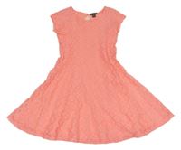 Neonově růžové krajkové šaty Primark