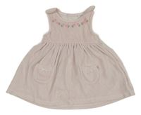 Světlerůžové sametové laclové šaty s květy Jasper Conran