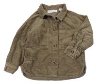 Khaki manšestrová košilová bunda Zara
