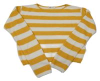 Bílo-hořčicový pruhovaný crop svetr H&M