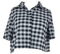 Dámská černo-bílá kostkovaná crop halenka Glamorous 