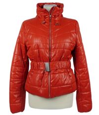 Dámská červená šusťáková zimní bunda s páskem H&M