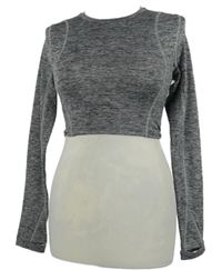 Dámské šedé melírované sportovní funkční crop triko Hiit 