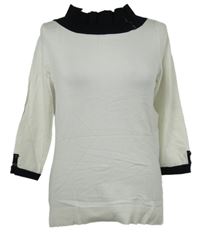 Dámský bílo-černý lehký svetr s límečkem M&Co