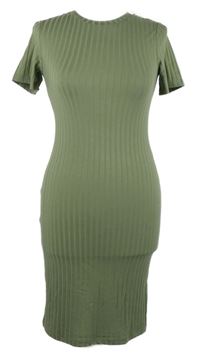 Dámské khaki žebrované šaty Primark 