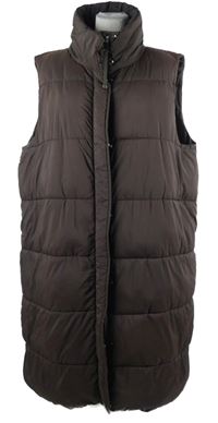 Dámská hnědá šusťáková zateplená maxi vesta S. Oliver 