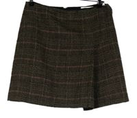 Dámská hnědo-růžová kostkovaná vlněná sukně Canvas 