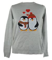 Dámský šedý svetr s tučňáky Atmosphere 