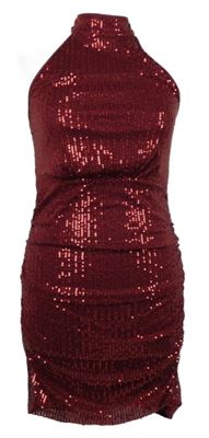 Dámské karmínové flitrové šaty Shein 