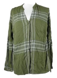 Dámská khaki-bílá kostkovaná halenka Bonprix